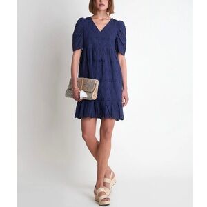 Maison 123 Lamie Broderie Anglaise Mini Dress Navy Blue Size US 8